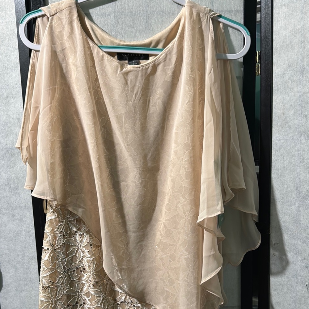 Scarlett Beige Lace Overlay Dress
